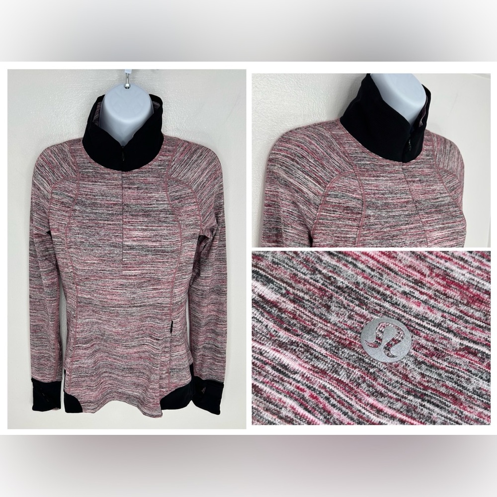 Lululemon Runderful Heathered Pink Pullover Size 6 Athleisure Jacket Thumbholes
